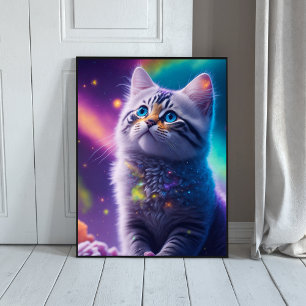 Galaxy Katze Digitaler Kunstdruck Poster