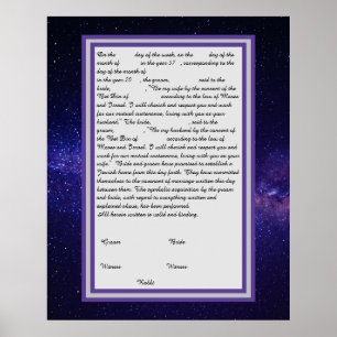 Galaxy Ketubah in Canadian Reform Text Poster