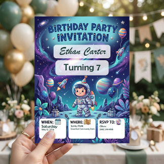 Galaxy Kids Birthday Invitation