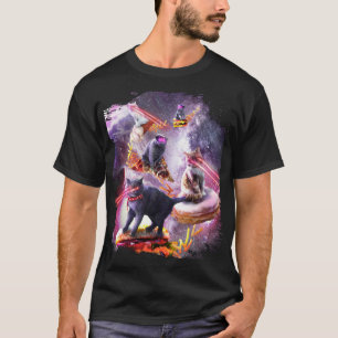 Galaxy Laser Space Cat On Burger Pizza Doughnut Ic T-Shirt