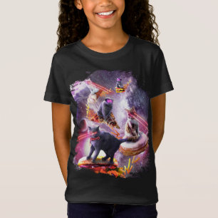 Galaxy Laser Space Cat On Burger Pizza Doughnut Ic T-Shirt