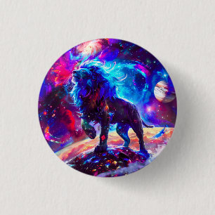 Galaxy Lion Blue 3 Cm Round Badge