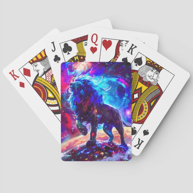 Galaxy Lion Blue Playing Cards (Back)