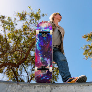 Galaxy Lion Blue Skateboard