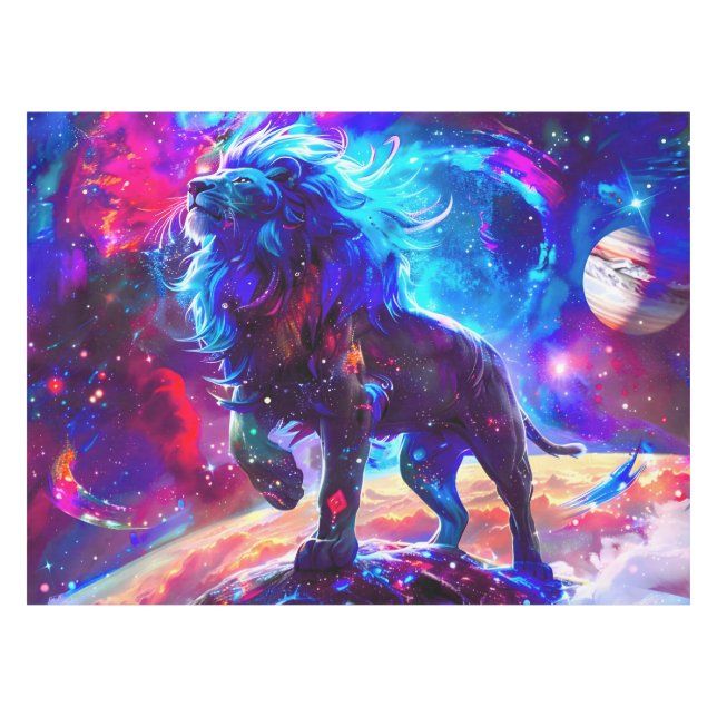 Galaxy Lion Blue Tablecloth (Front (Horizontal))