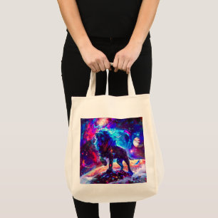Galaxy Lion Blue Tote Bag