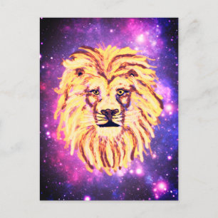 Galaxy Lion in the Stars Space Fun Family Kids Postcard