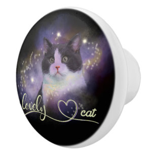 Galaxy Lovely Cat Ceramic Knob