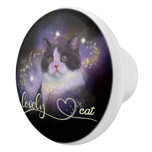 Galaxy Lovely Cat Ceramic Knob (Right)