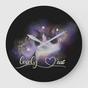 Galaxy Lovely Cat Large Clock