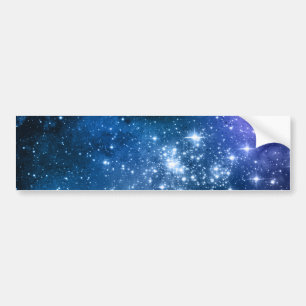 Galaxy Lovers Starry Space Blue Sky White Sparkles Bumper Sticker