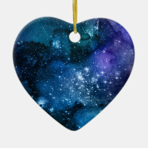 Galaxy Lovers Starry Space Blue Sky White Sparkles Ceramic Tree Decoration