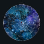 Galaxy Lovers Starry Space Blue Sky White Sparkles Dartboard<br><div class="desc">A galaxy is a collection of stars,  gas clouds,  planets,  cosmic dust,  dark matter,  and energy gravitationally bound together in a more or less defined structure. If you are a lover of astrology and astronomy,  you will like this design.</div>