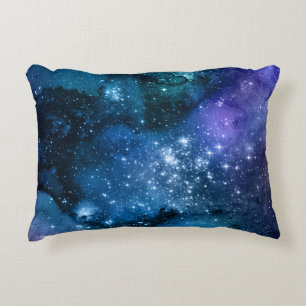 Galaxy Lovers Starry Space Blue Sky White Sparkles Decorative Cushion