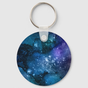 Galaxy Lovers Starry Space Blue Sky White Sparkles Key Ring