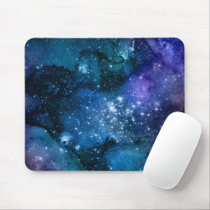 Galaxy Lovers Starry Space Blue Sky White Sparkles Mouse Mat
