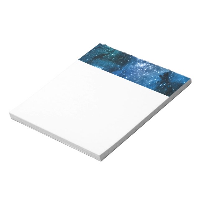 Galaxy Lovers Starry Space Blue Sky White Sparkles Notepad (Rotated)