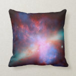 Galaxy M82 Cushion<br><div class="desc">This image shows a stunning view of a Starburst galaxy produced by space telescopes. M82 is a galaxy about 12 million light years from Earth that is undergoing a burst of star formation. X-rays from Chandra (blue) show gas being blasted away from the galaxy's disc as a bounty of stars...</div>