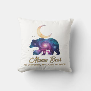 Galaxy Mama Bear & Cubs Moon Silhouette Cushion