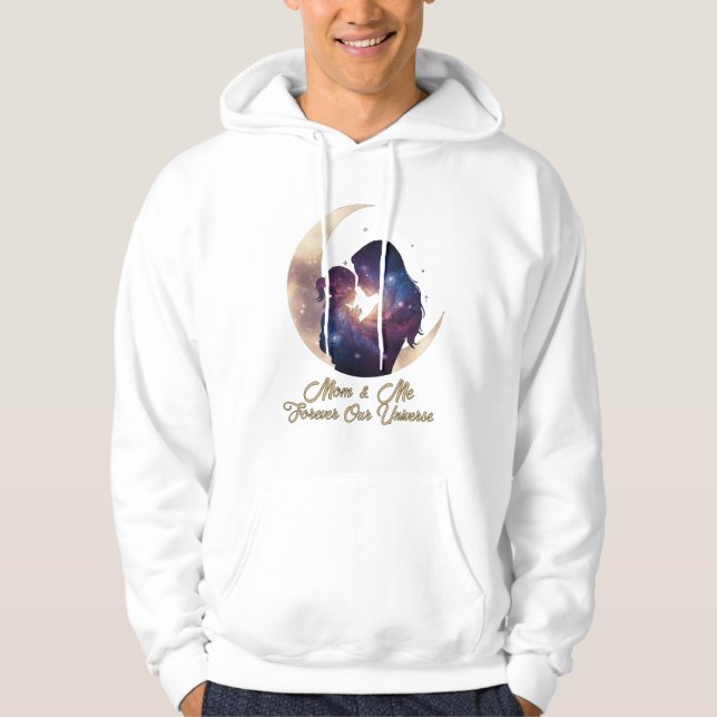 Galaxy Mama & Child Silhouette Moon Art Hoodie (Front)