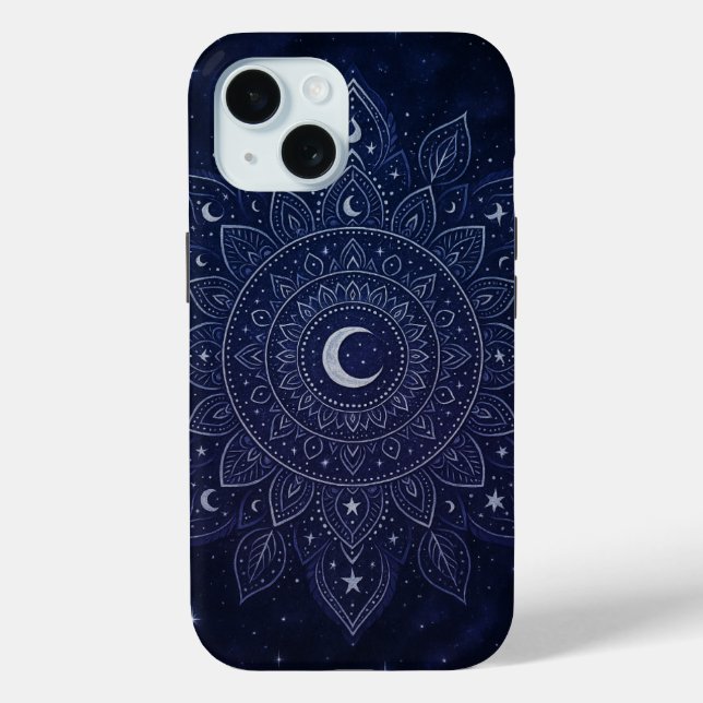 Galaxy Mandala Phone Case | Celestial Moon & Stars (Back)