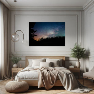 Galaxy Milky Way Night Sky Trees Photography  Poster