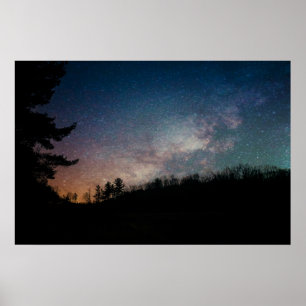 Galaxy Milky Way Night Sky Trees Photography Poster