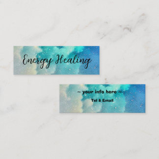 Galaxy mixed colours blue green cloudy sky mini business card