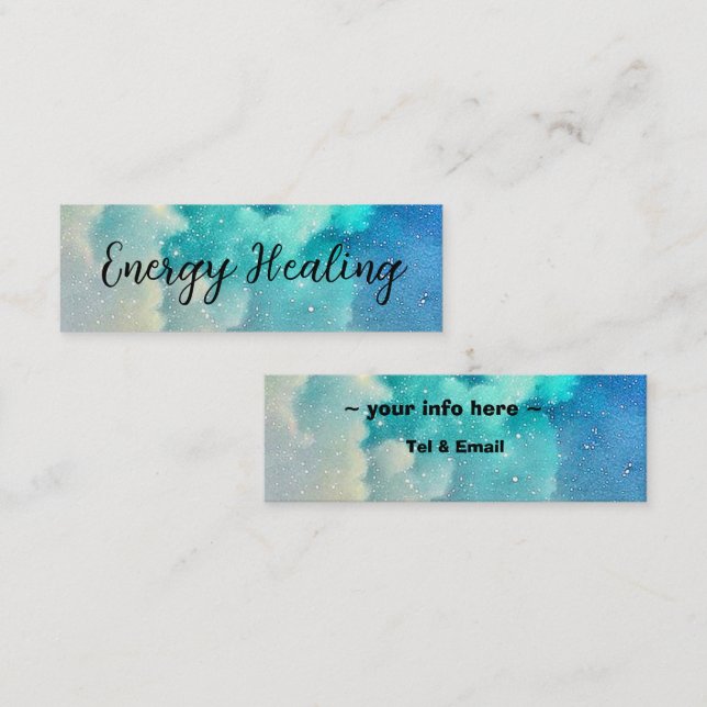 Galaxy mixed colours blue green cloudy sky mini business card (Front/Back)
