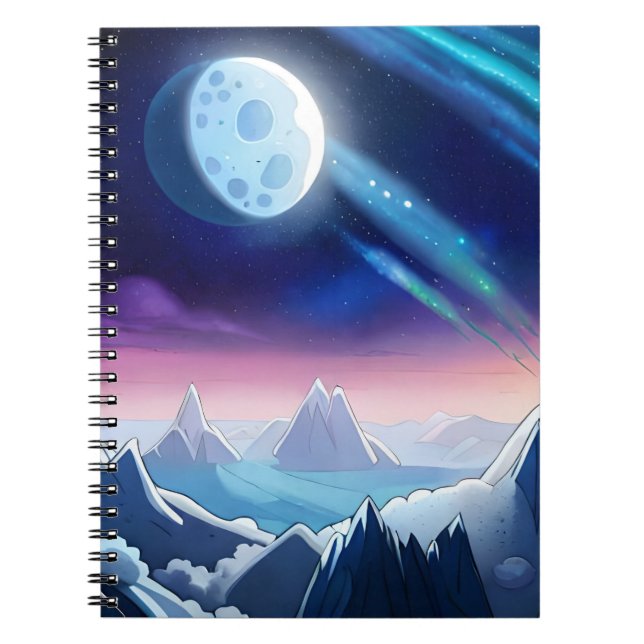 Galaxy Moon Aurora Notebook (Front)