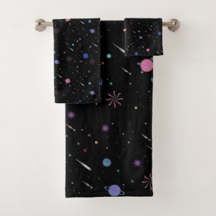 Galaxy Moon stars ,Night Sky,  Astronomy Bath Towel Set