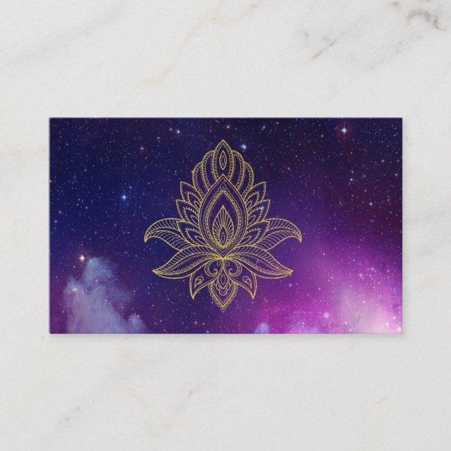 *~* Galaxy Nebula Cosmic Sacred Hamsa Business Card (Front)