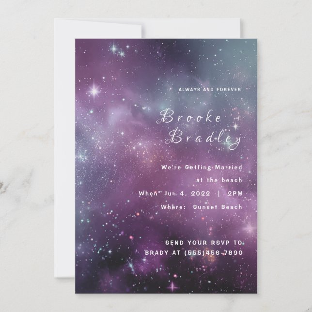 Galaxy Nebula Night Sky Wedding Invitation (Front)
