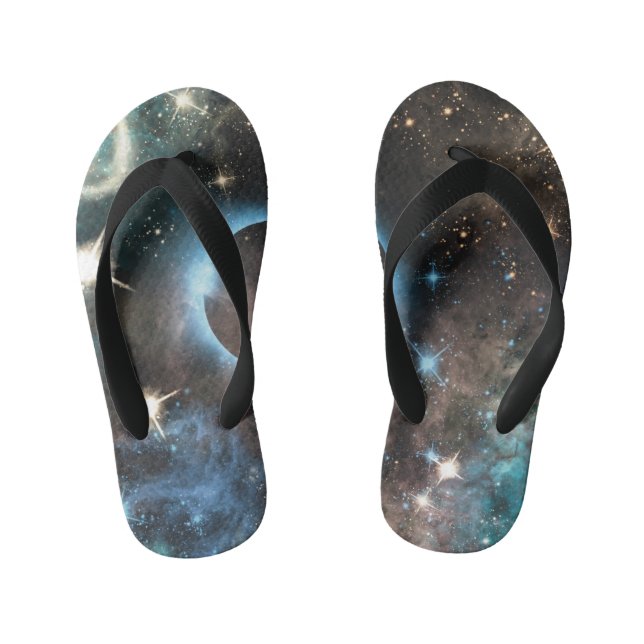 Galaxy Nebula Planet Hubble Telescope Photography Kid's Flip Flops (Footbed)