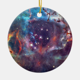 Galaxy Nebula space image. Ceramic Tree Decoration