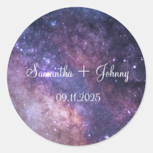 Galaxy Nebula Stars Starry Night Wedding Classic Round Sticker