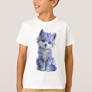 Galaxy Nebula Wolf Pup Kids T-Shirt