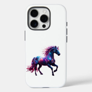 Galaxy Neon Horse Art – Vibrant Space Fantasy iPhone 16 Pro Case