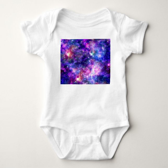 Galaxy Night Print Cosmic Design Baby Bodysuit (Front)