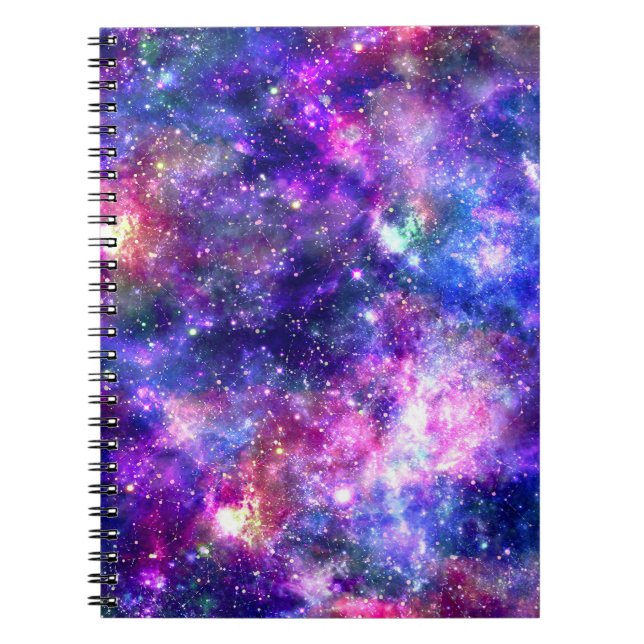 Galaxy Night Print Cosmic Design Notebook (Front)