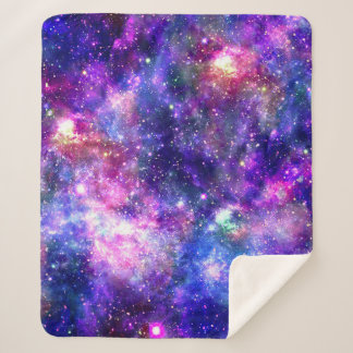 Galaxy Night Print Cosmic Design Sherpa Blanket