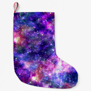 Galaxy Night Print Cosmic Design Small Christmas Stocking