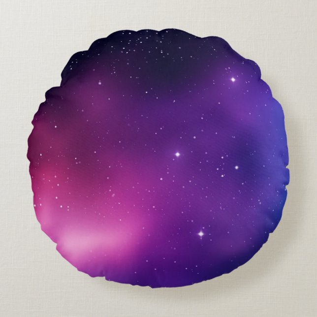 Galaxy Night Sky Nebula Pattern Stars Astronomy  Round Cushion (Front)