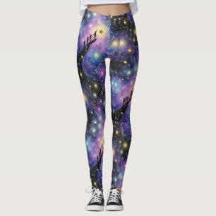 Galaxy Night Sky Seamless Pattern Leggings