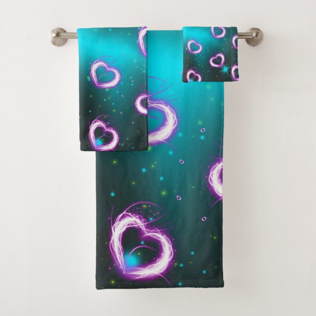 Galaxy of heart bath towel set (Insitu)