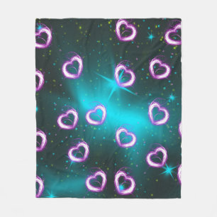 Galaxy of heart fleece blanket