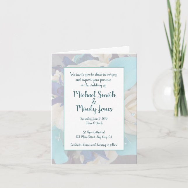 galaxy orchid ivory rose wedding or party invitation (Front)