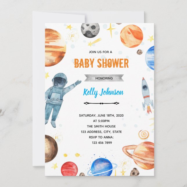 Galaxy outer space shower invitation (Front)