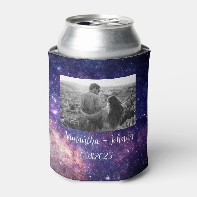 Galaxy Outer Space Starry Night Photo Wedding Can Cooler (Can Front)