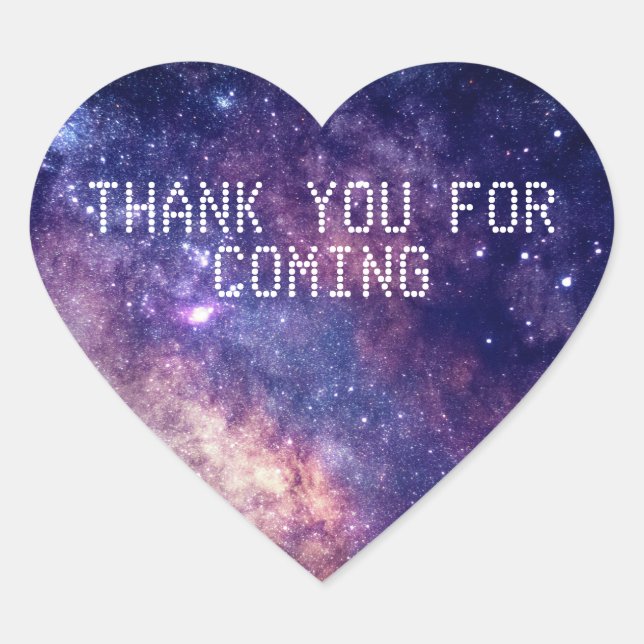 Galaxy Outer Space Stars Starry Thank you Heart Sticker (Front)